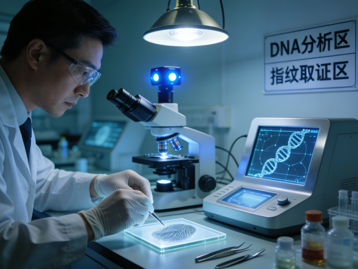专业私家侦探进行DNA和指纹取证分析
